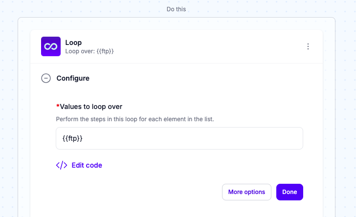 Loop over the CSV file contents 