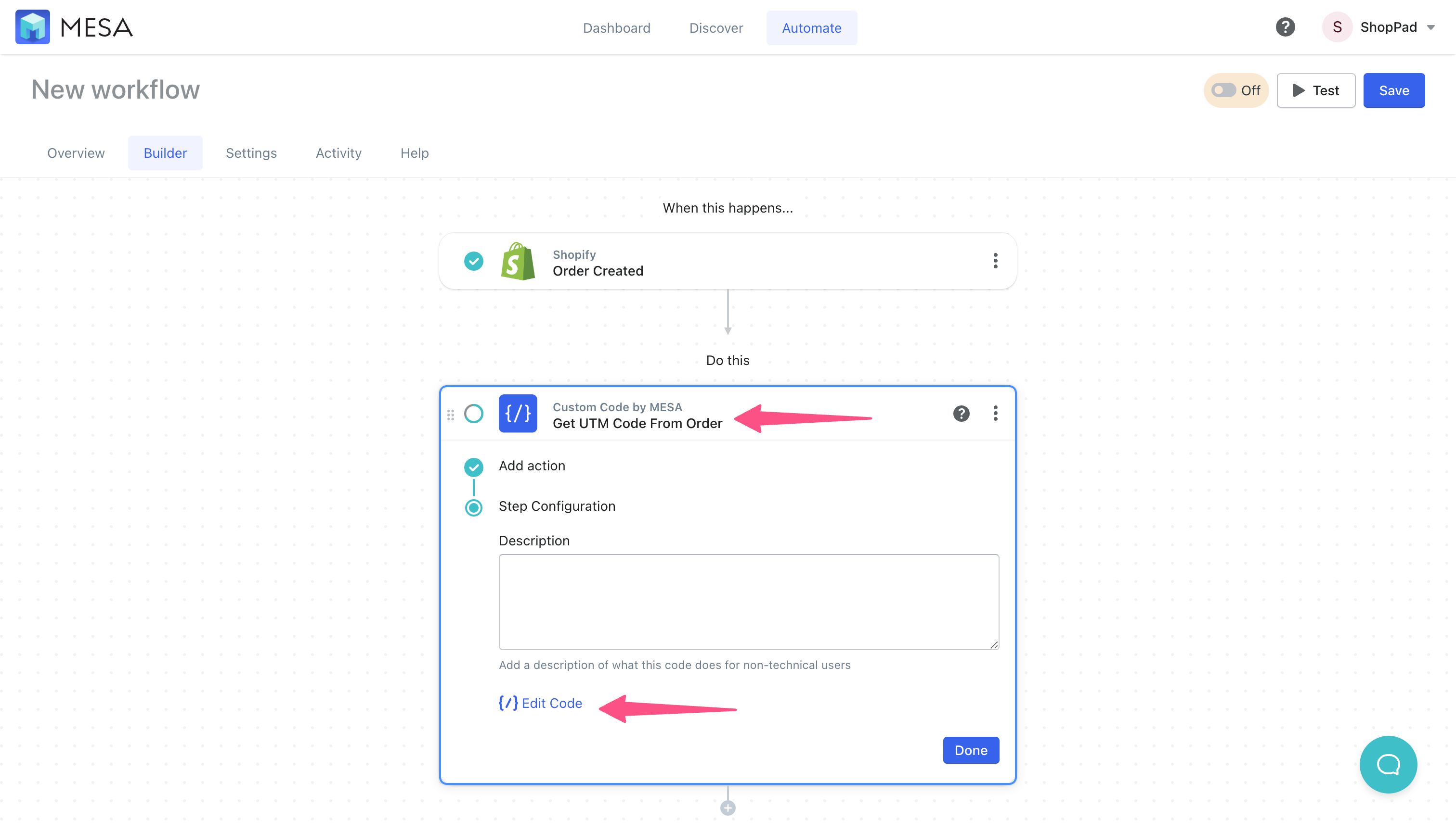code step for utm code