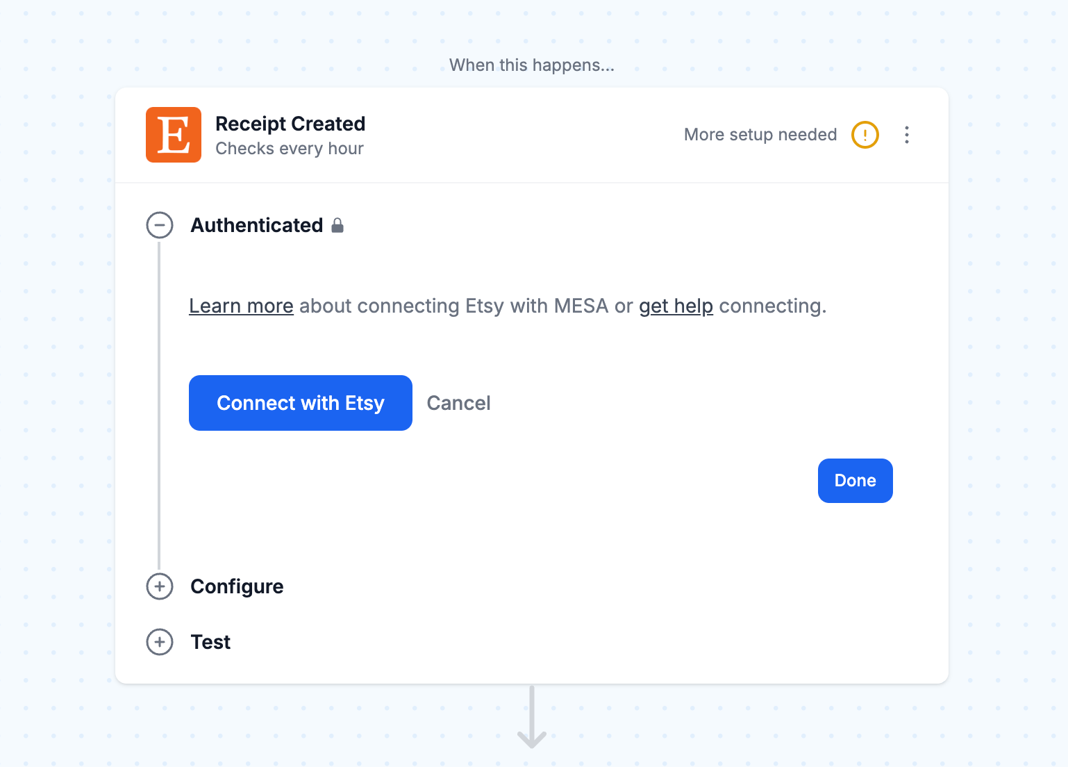 Connect your Etsy shop to MESA