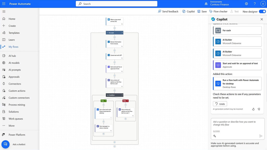 Power Automate interface showing cloud flows and desktop automation