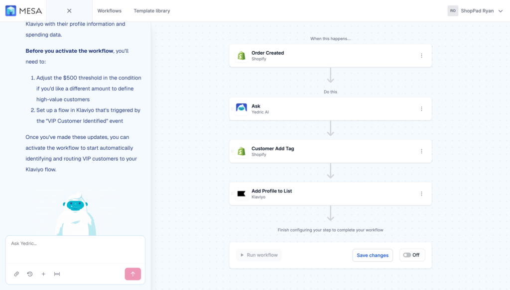 agentic automation example with AI intelligence injected mid-workflow