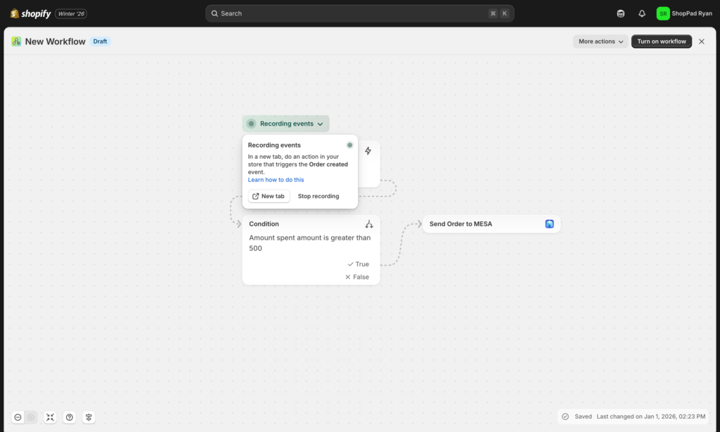 Flow Recording events for testing workflow triggers