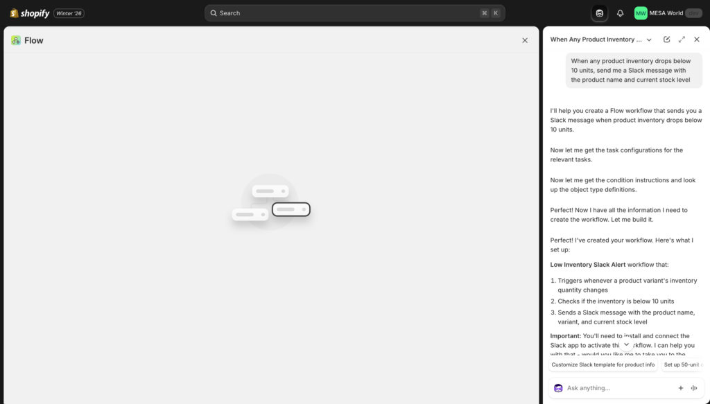 Sidekick showing the workflow it's building