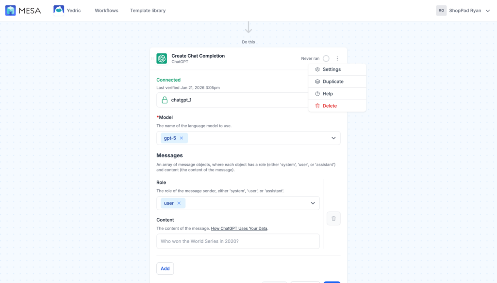 Three-dot menu with Delete Step highlighted